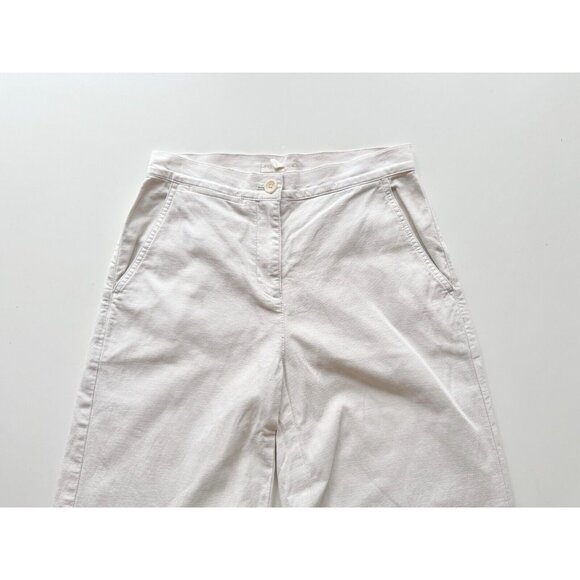 EILEEN FISHER Bone Cotton Hemp Stretch Canvas Wide Leg Ankle Pants, Size 2P - Picture 6 of 10